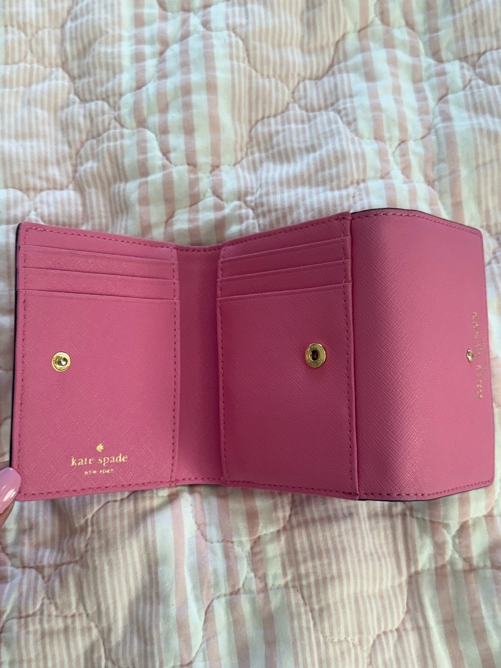 kate spade Pink Saffiano Leather Fold Wallet - Picture 4 of 8